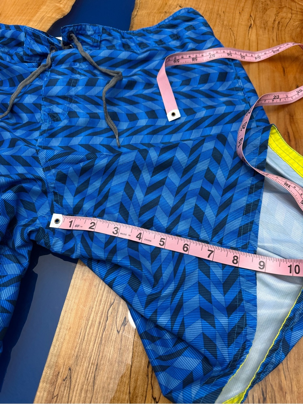 Nike Men’s XL Swim Trunks Blue Geometric Print Drawstring Built-In Support Liner - Picture 5 of 13